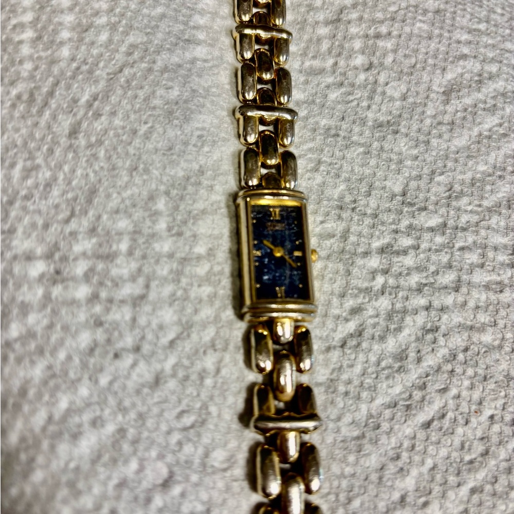 Citizen Watch Women's Gold Blue Dial Rectangle Watch